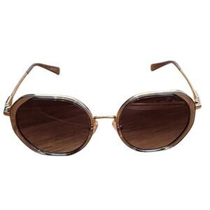 Coach Geometric Sunglasses, Clear Grey & Gold, NIB